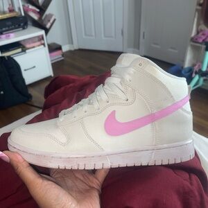 Nike Cream and Pink Athletic Shoes